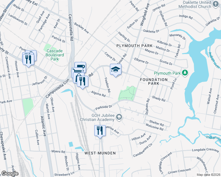 map of restaurants, bars, coffee shops, grocery stores, and more near 1305 Cleona Drive in Chesapeake