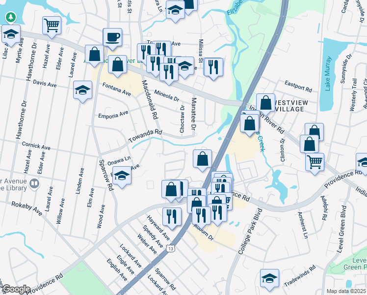 map of restaurants, bars, coffee shops, grocery stores, and more near 1036 Carrington Avenue in Virginia Beach