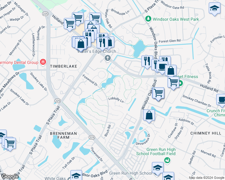 map of restaurants, bars, coffee shops, grocery stores, and more near 732 Tanoak Court in Virginia Beach