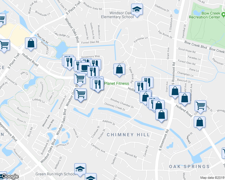 map of restaurants, bars, coffee shops, grocery stores, and more near 711 Woodbox Dr in Virginia Beach