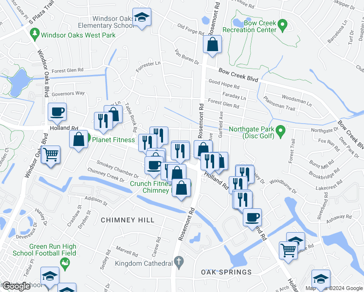 map of restaurants, bars, coffee shops, grocery stores, and more near 738 Arthur Avenue in Virginia Beach