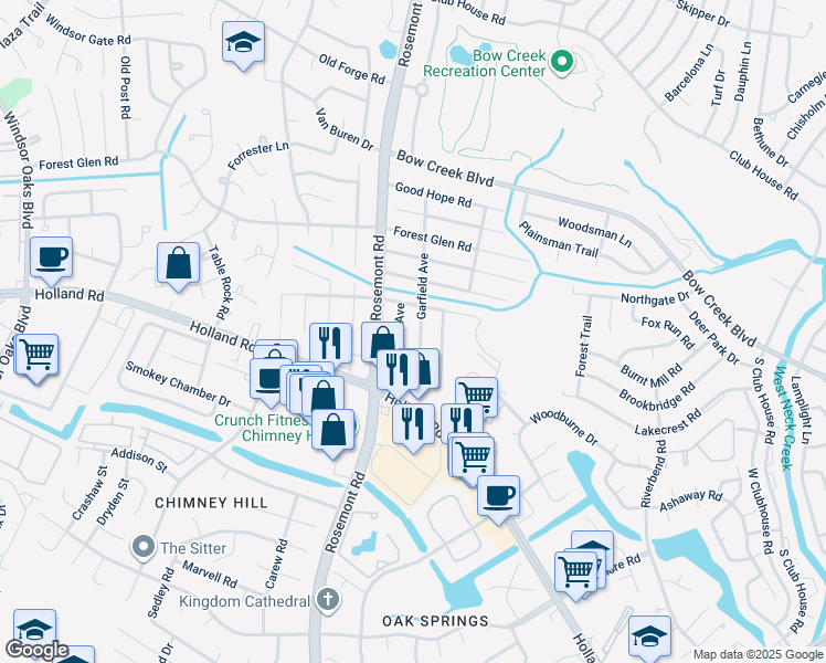 map of restaurants, bars, coffee shops, grocery stores, and more near 713 Garfield Avenue in Virginia Beach