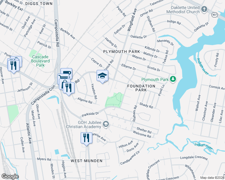 map of restaurants, bars, coffee shops, grocery stores, and more near 2016 Wingfield Avenue in Chesapeake