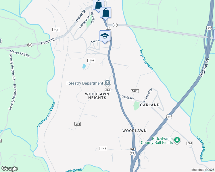 map of restaurants, bars, coffee shops, grocery stores, and more near 18 Woodlawn Heights in Chatham