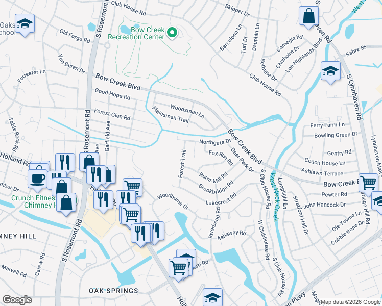map of restaurants, bars, coffee shops, grocery stores, and more near 701 Northgate Court in Virginia Beach