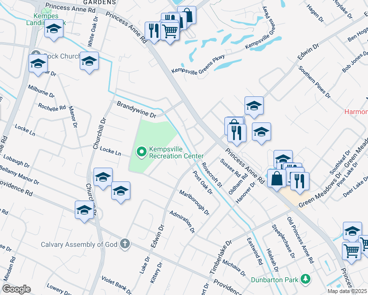 map of restaurants, bars, coffee shops, grocery stores, and more near 4794 Post Oak Drive in Virginia Beach