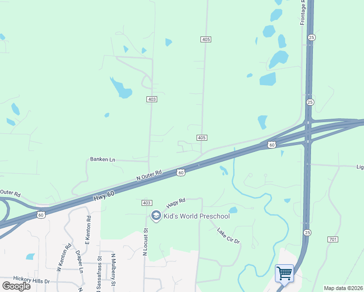 map of restaurants, bars, coffee shops, grocery stores, and more near 13886 County Road 403 in Dexter