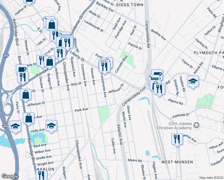 map of restaurants, bars, coffee shops, grocery stores, and more near 1236 Old Atlantic Avenue in Chesapeake
