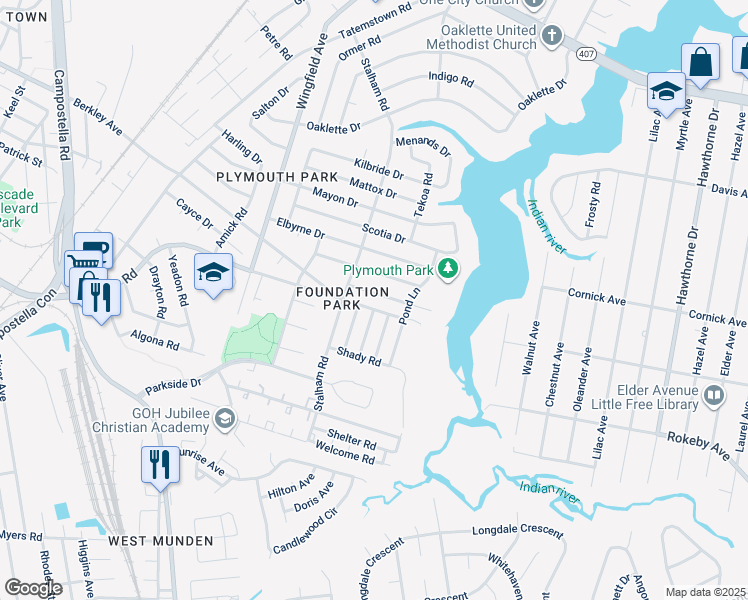 map of restaurants, bars, coffee shops, grocery stores, and more near 320 Keith Court in Chesapeake