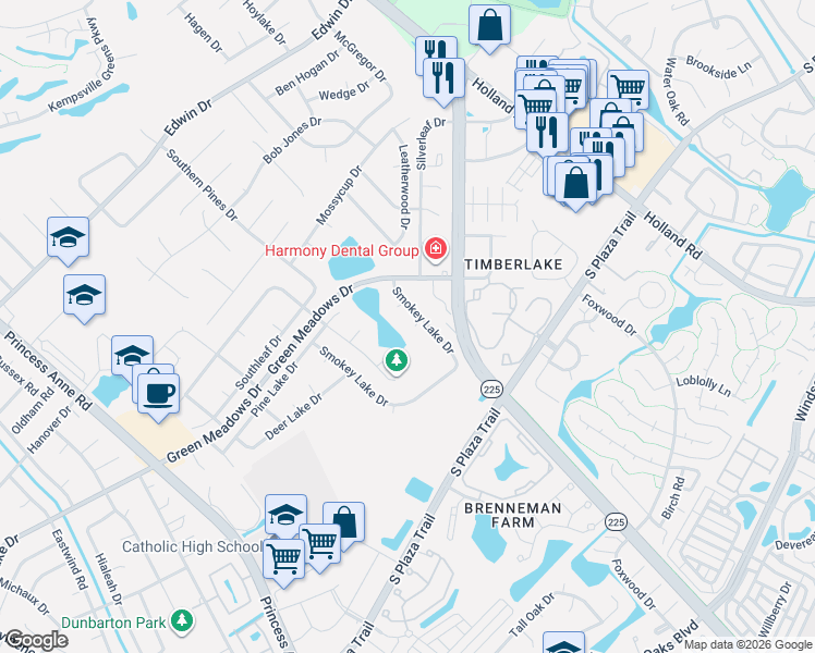 map of restaurants, bars, coffee shops, grocery stores, and more near 612 Rock Spring Court in Virginia Beach