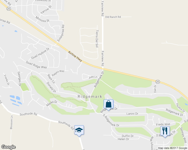 map of restaurants, bars, coffee shops, grocery stores, and more near 61 Joes Lane in Hollister
