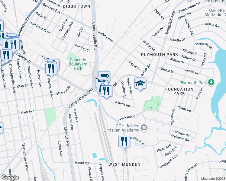 map of restaurants, bars, coffee shops, grocery stores, and more near 1202 Cleona Drive in Chesapeake