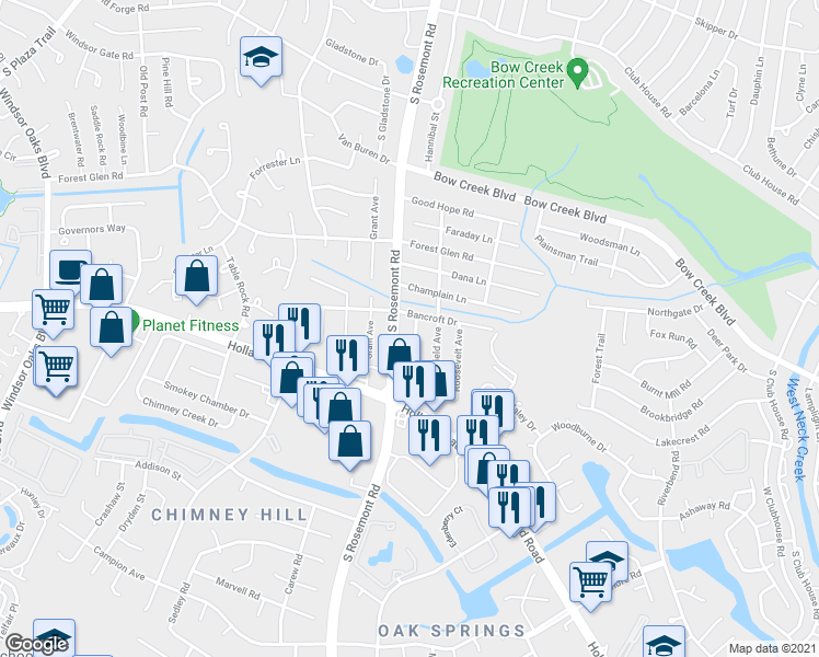 map of restaurants, bars, coffee shops, grocery stores, and more near 709 Lincoln Avenue in Virginia Beach