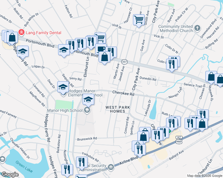 map of restaurants, bars, coffee shops, grocery stores, and more near 915 Sacony Street in Portsmouth