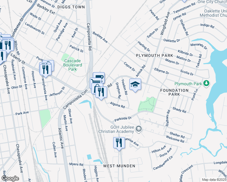 map of restaurants, bars, coffee shops, grocery stores, and more near 1212 Drayton Court in Chesapeake