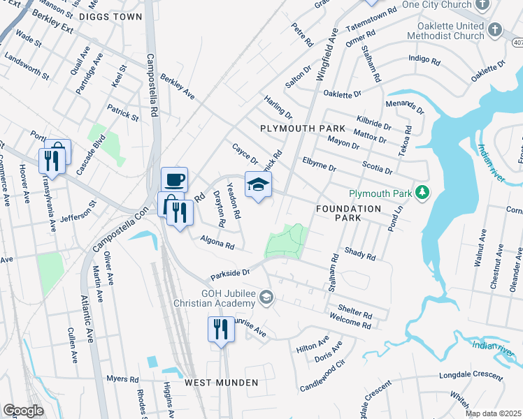 map of restaurants, bars, coffee shops, grocery stores, and more near 2706 Border Road in Chesapeake