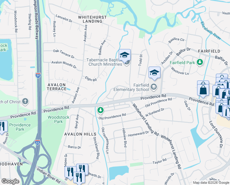 map of restaurants, bars, coffee shops, grocery stores, and more near 709 Skipwith Road in Virginia Beach