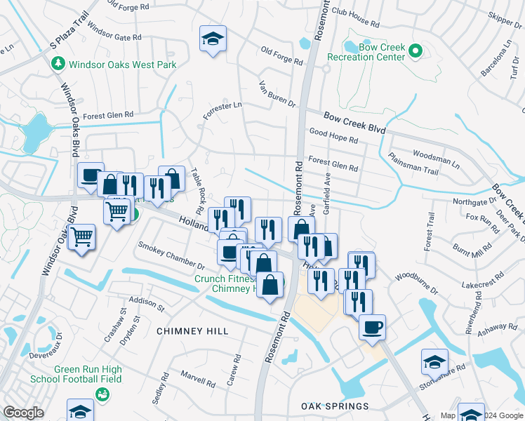 map of restaurants, bars, coffee shops, grocery stores, and more near 713 Arthur Avenue in Virginia Beach