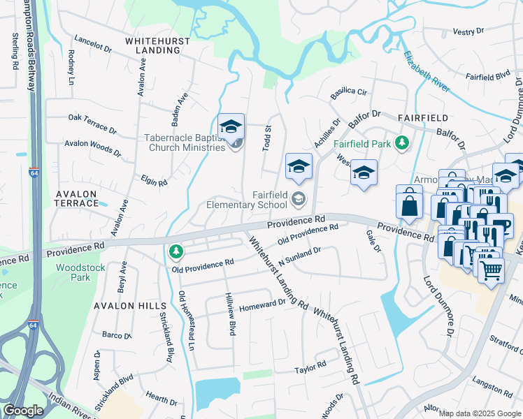 map of restaurants, bars, coffee shops, grocery stores, and more near 812 Oglesby Court in Virginia Beach