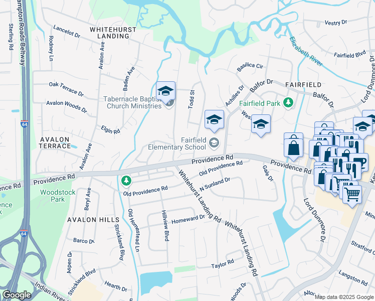 map of restaurants, bars, coffee shops, grocery stores, and more near 812 Oglesby Court in Virginia Beach