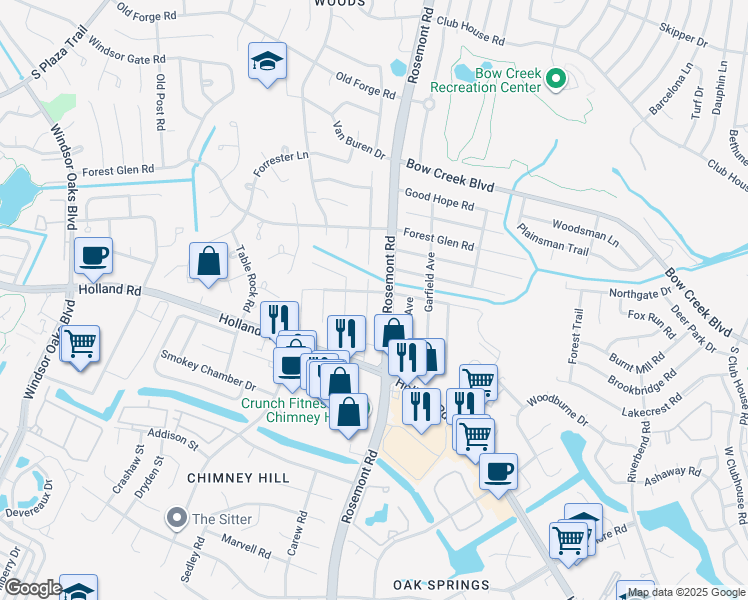 map of restaurants, bars, coffee shops, grocery stores, and more near 703 South Rosemont Road in Virginia Beach
