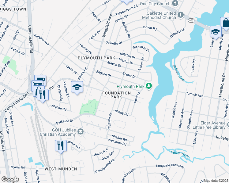 map of restaurants, bars, coffee shops, grocery stores, and more near 2923 Berkley Avenue in Chesapeake
