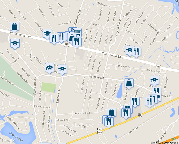 map of restaurants, bars, coffee shops, grocery stores, and more near 905 Sacony Street in Portsmouth