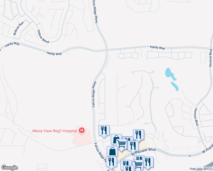 map of restaurants, bars, coffee shops, grocery stores, and more near 534 Long Iron Lane in Mesquite