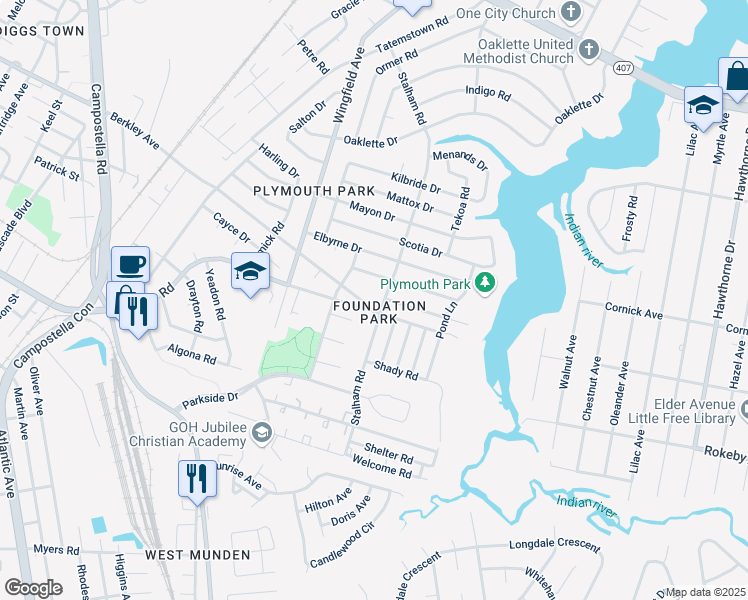 map of restaurants, bars, coffee shops, grocery stores, and more near 2923 Berkley Avenue in Chesapeake
