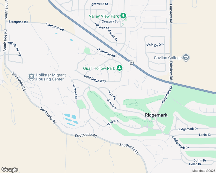 map of restaurants, bars, coffee shops, grocery stores, and more near 215 Rays Circle in Hollister