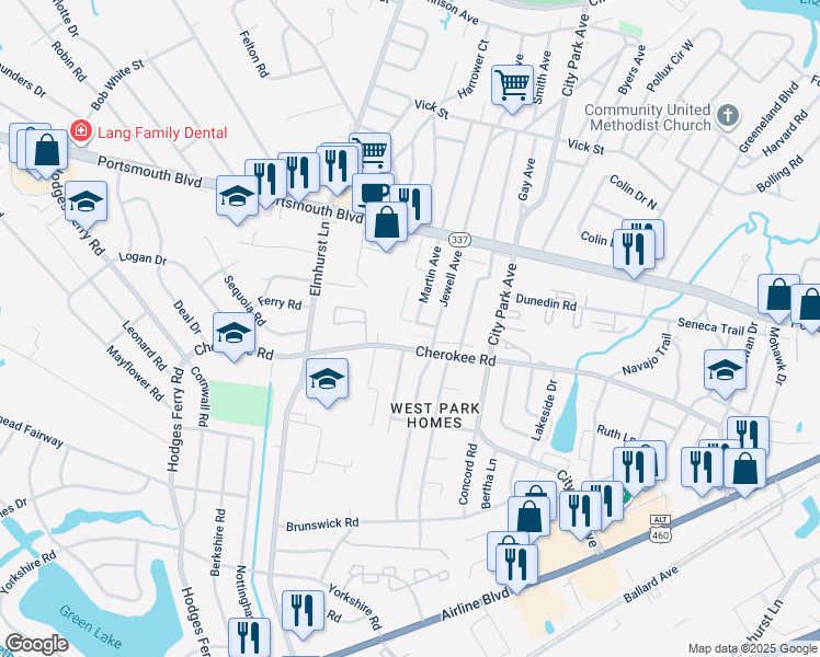 map of restaurants, bars, coffee shops, grocery stores, and more near 923 Sacony Street in Portsmouth