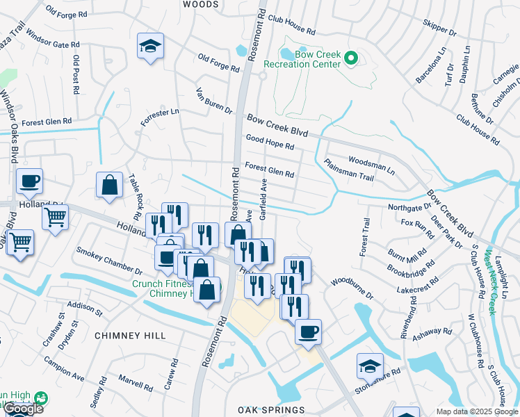map of restaurants, bars, coffee shops, grocery stores, and more near 3554 Bancroft Drive in Virginia Beach