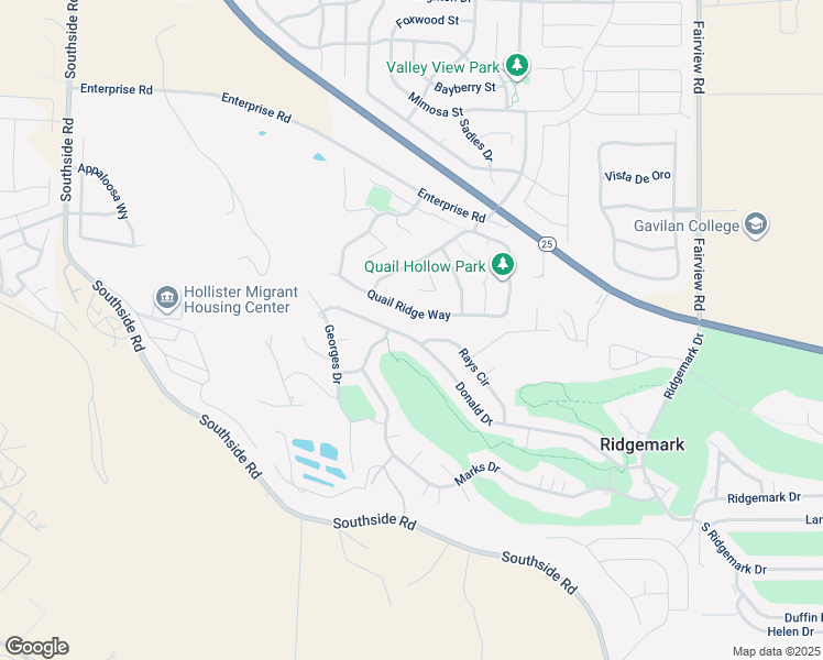 map of restaurants, bars, coffee shops, grocery stores, and more near 611 Donald Drive in Hollister