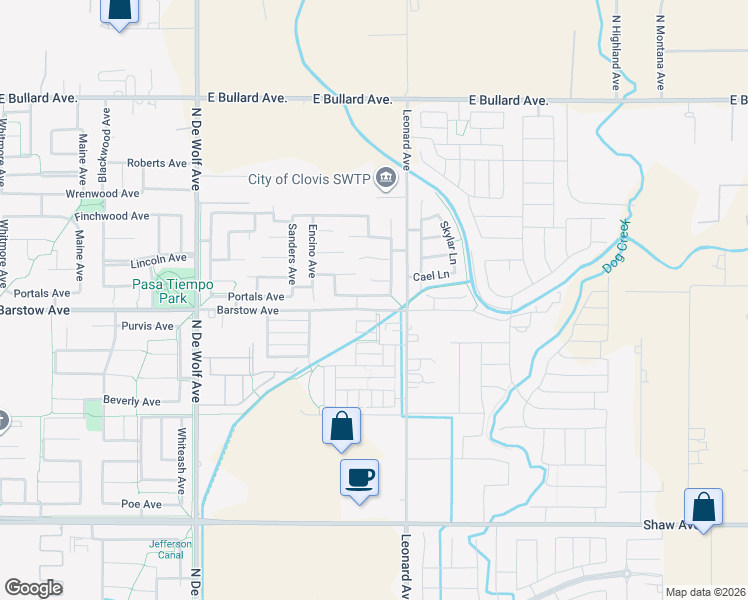map of restaurants, bars, coffee shops, grocery stores, and more near 3730 Portals Avenue in Clovis
