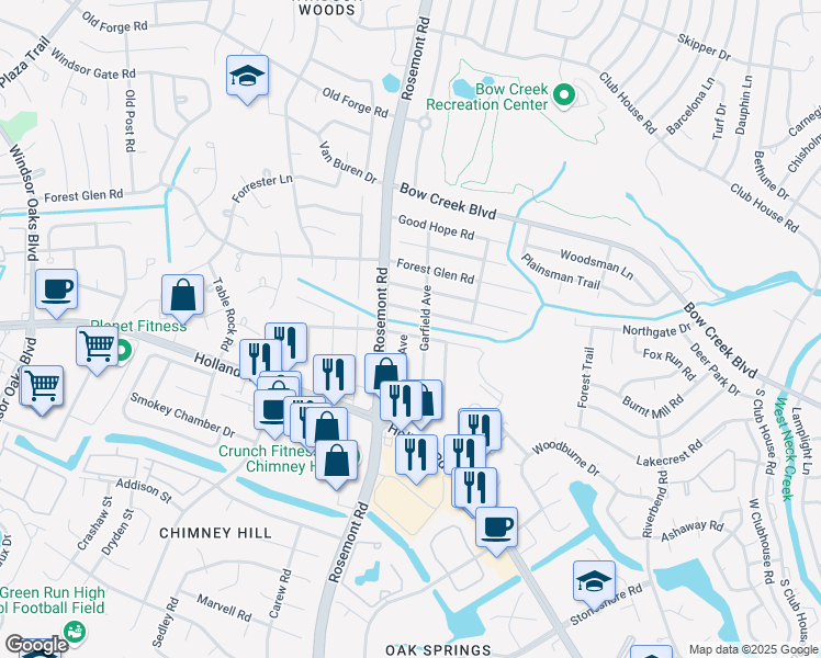 map of restaurants, bars, coffee shops, grocery stores, and more near 3554 Bancroft Drive in Virginia Beach