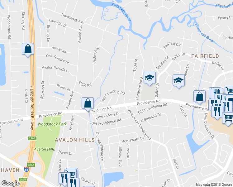 map of restaurants, bars, coffee shops, grocery stores, and more near 710 Skipwith Road in Virginia Beach