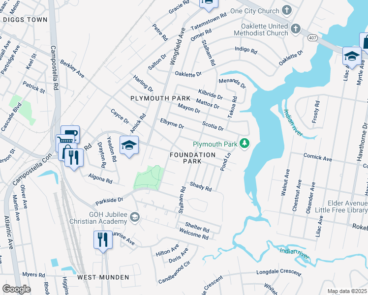 map of restaurants, bars, coffee shops, grocery stores, and more near 2923 Berkley Avenue in Chesapeake