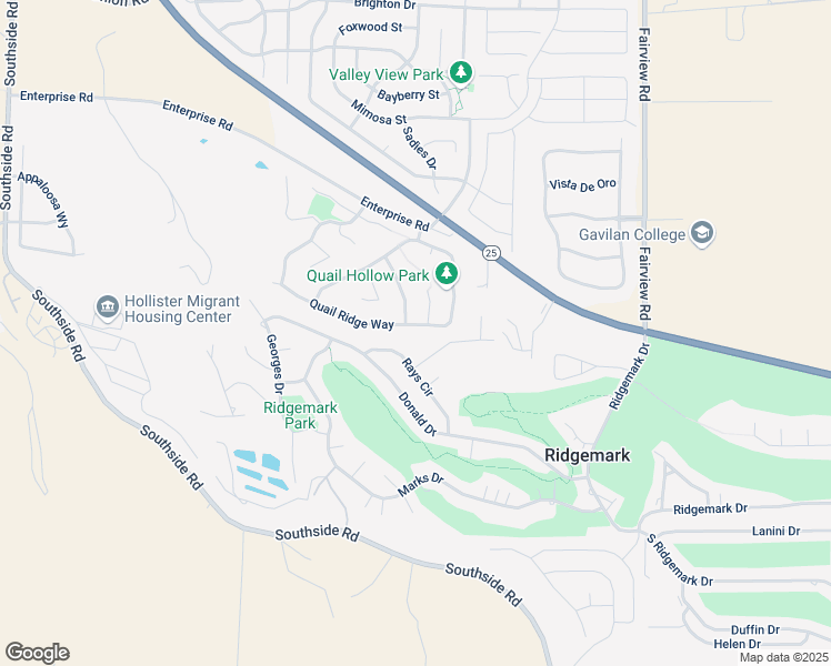 map of restaurants, bars, coffee shops, grocery stores, and more near 1225 Quail Ridge Way in Hollister