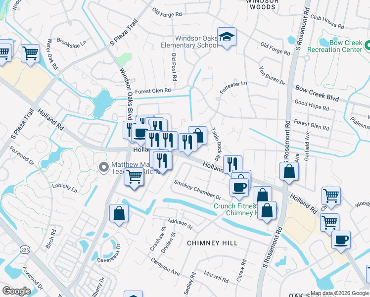 map of restaurants, bars, coffee shops, grocery stores, and more near 3864 Forrester Lane in Virginia Beach