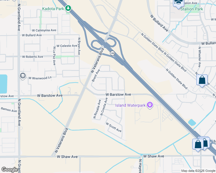map of restaurants, bars, coffee shops, grocery stores, and more near 6316 West Portals Avenue in Fresno
