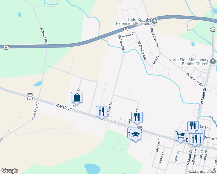 map of restaurants, bars, coffee shops, grocery stores, and more near 136 Foggy Lane in Elkton