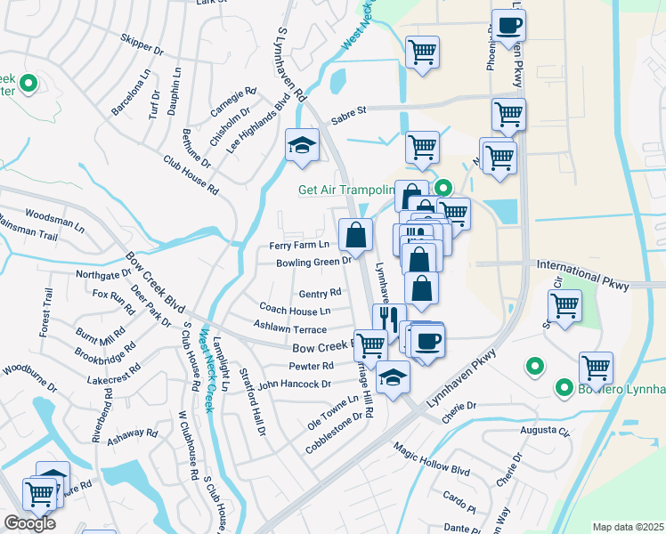map of restaurants, bars, coffee shops, grocery stores, and more near 3013 Bowling Green Drive in Virginia Beach