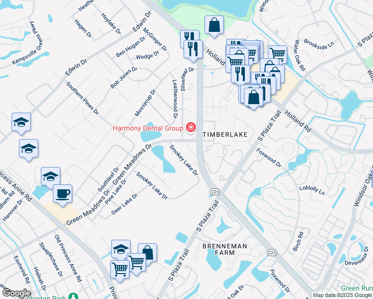 map of restaurants, bars, coffee shops, grocery stores, and more near 1541 Stonemoss Court in Virginia Beach