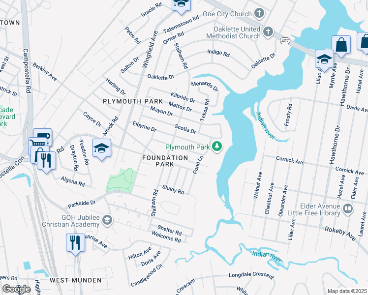 map of restaurants, bars, coffee shops, grocery stores, and more near 317 Velva Drive in Chesapeake