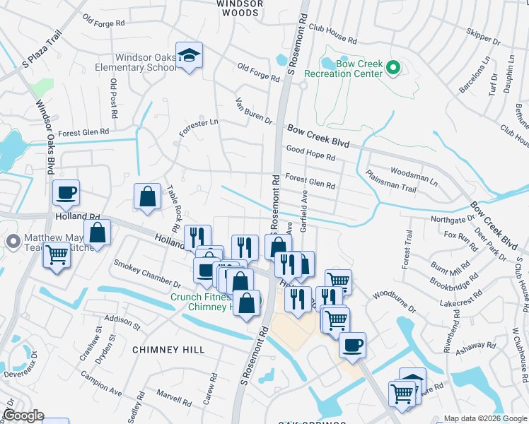 map of restaurants, bars, coffee shops, grocery stores, and more near 703 South Rosemont Road in Virginia Beach