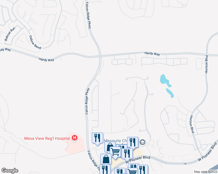 map of restaurants, bars, coffee shops, grocery stores, and more near 537 Links Drive in Mesquite