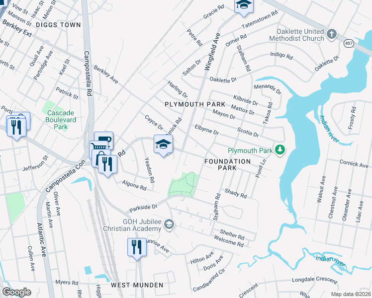 map of restaurants, bars, coffee shops, grocery stores, and more near 2002 Wingfield Avenue in Chesapeake