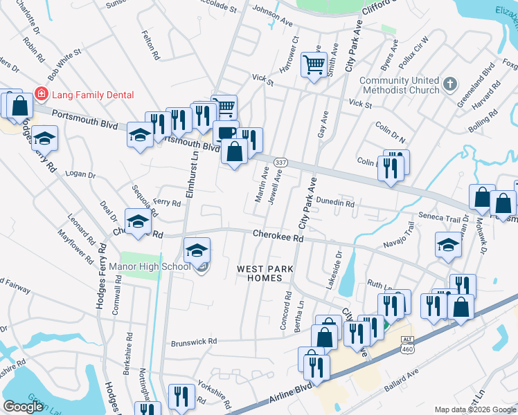 map of restaurants, bars, coffee shops, grocery stores, and more near 915 Sacony Street in Portsmouth
