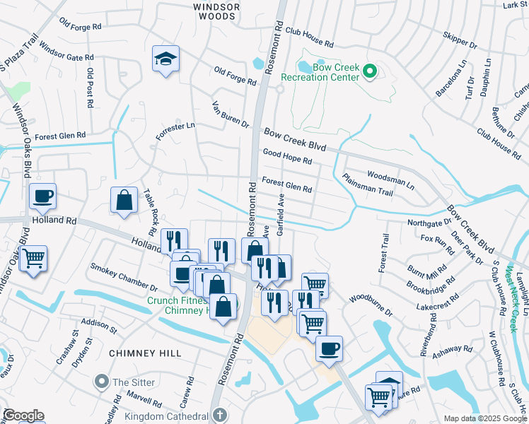 map of restaurants, bars, coffee shops, grocery stores, and more near 3557 Champlain Lane in Virginia Beach