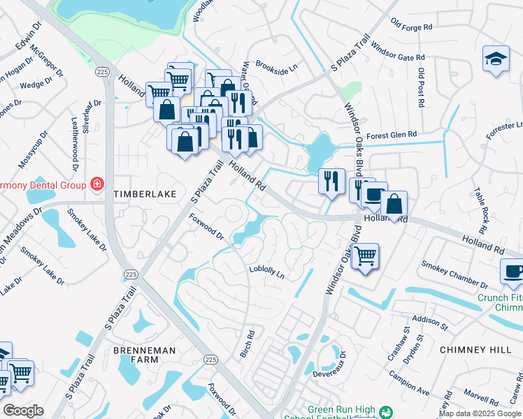 map of restaurants, bars, coffee shops, grocery stores, and more near 725 Waters Drive in Virginia Beach